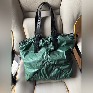 Bottega Veneta Forest Green Tote with Black Straps